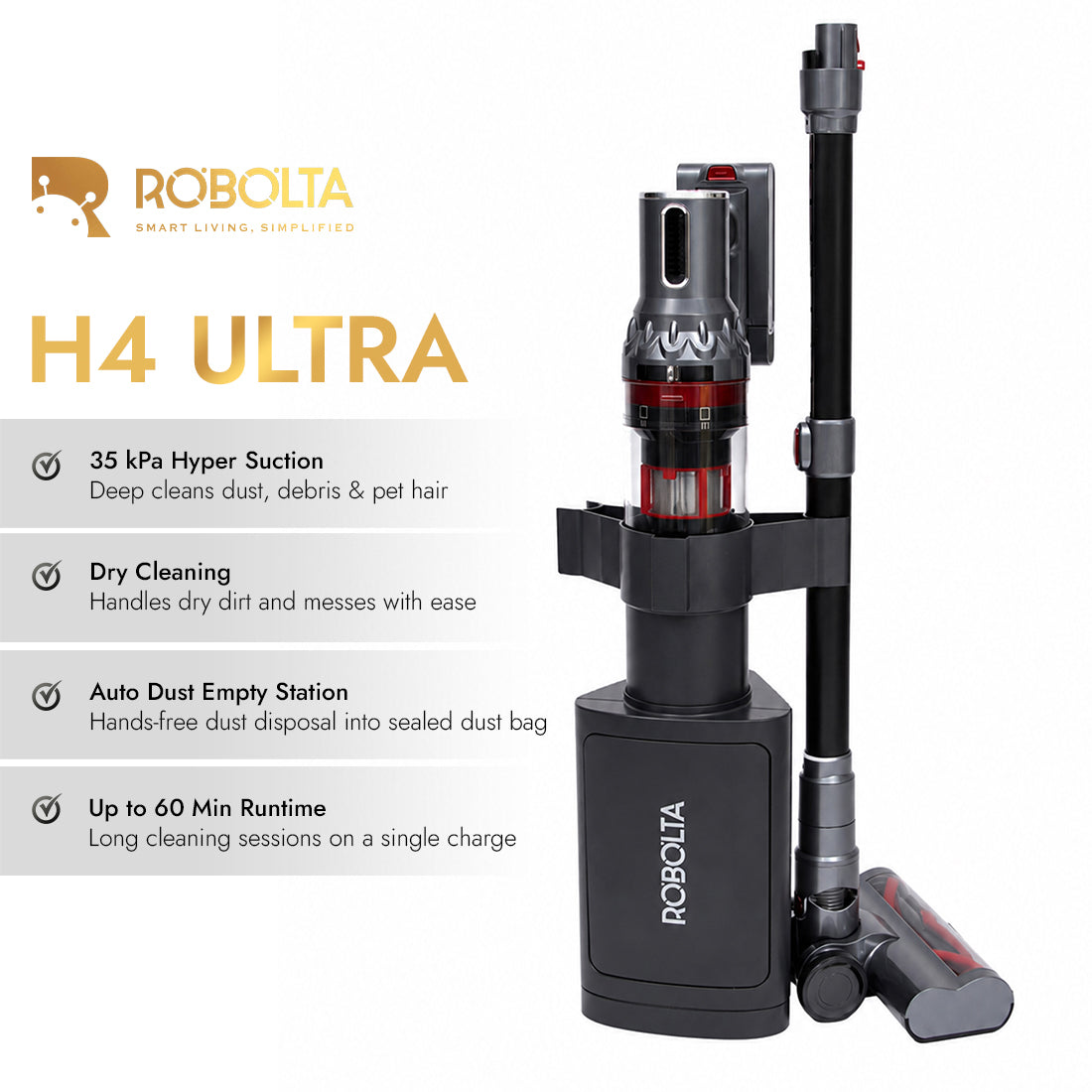 ROBOLTA H4 ULTRA - Cordless Vacuum with Auto Dust Station