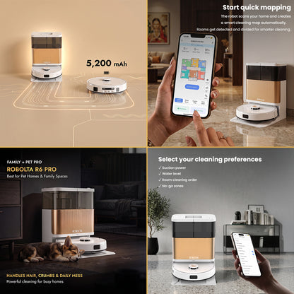 ROBOLTA R6 PRO – Fully SelfMaintaining Cleaning Robot [White]