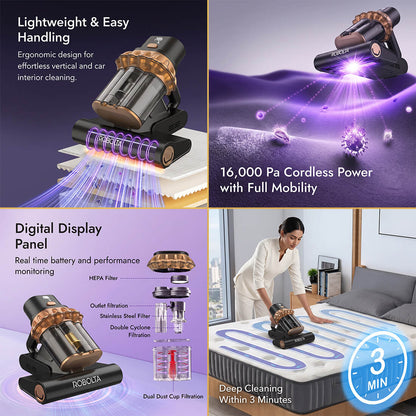 ROBOLTA F8 ULTRA - Cordless Fabric & Mite Care Vacuum Deep Cleaning. Total Freedom.