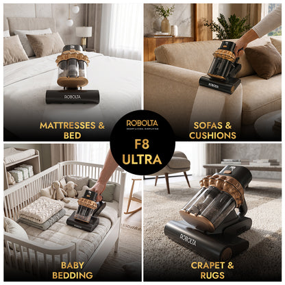 ROBOLTA F8 ULTRA - Cordless Fabric & Mite Care Vacuum Deep Cleaning. Total Freedom.