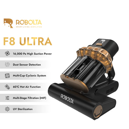ROBOLTA F8 ULTRA - Cordless Fabric & Mite Care Vacuum Deep Cleaning. Total Freedom.