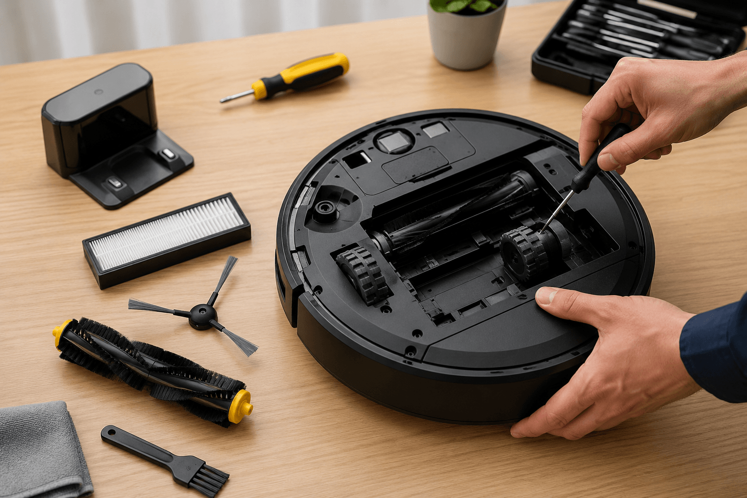 Expert technician repairing a device